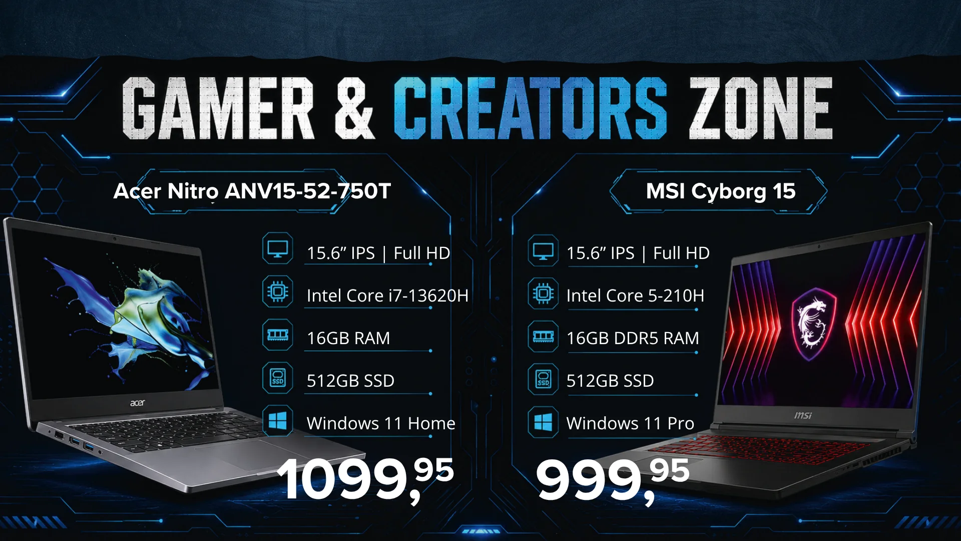 Back to School aanbiedingen voor Acer Nitro en MSI Cyborg gaminglaptops