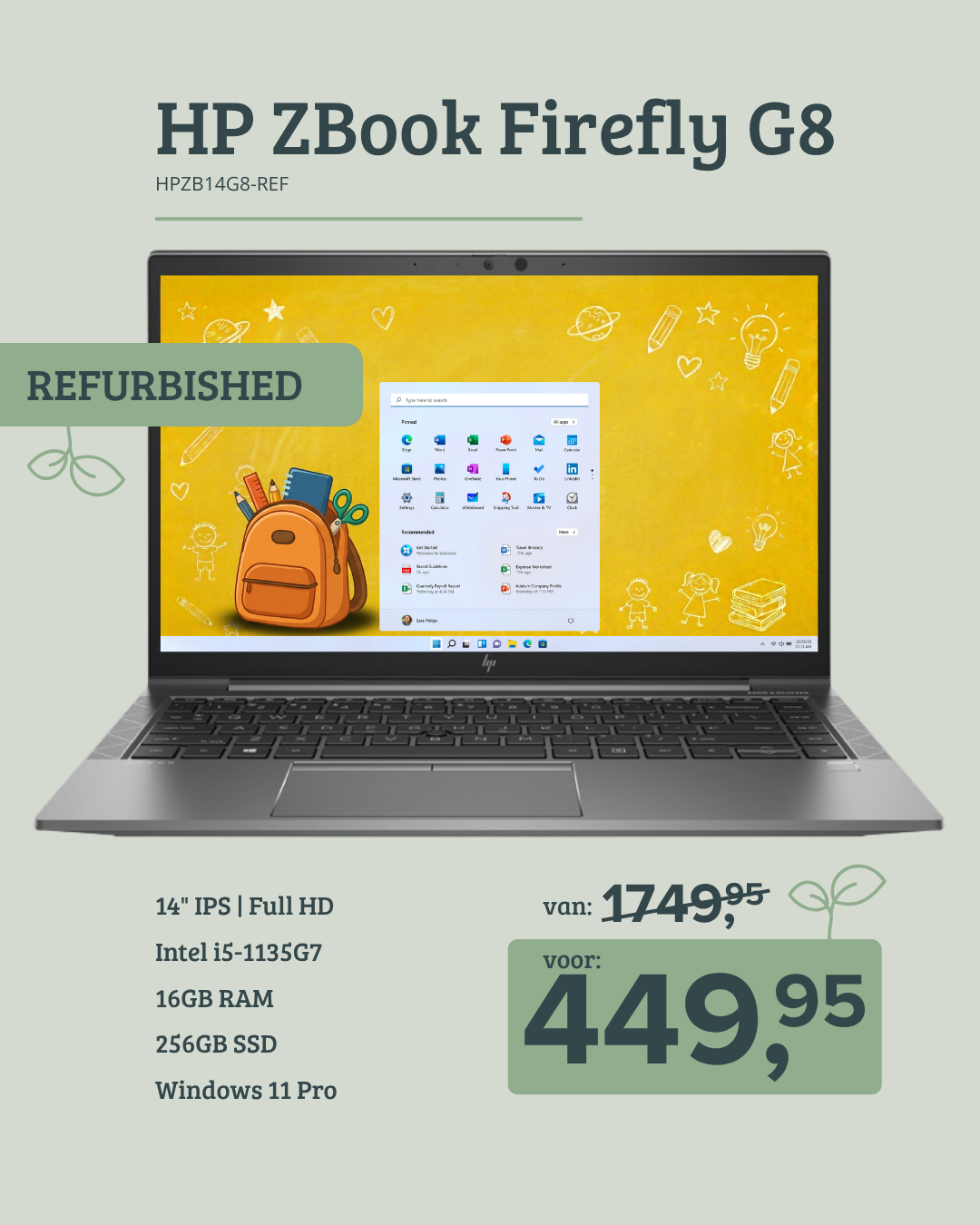 HP ZBook Firefly G8 refurbished aanbieding: 14 inch, Intel Core i5, 16 GB RAM en 256 GB SSD