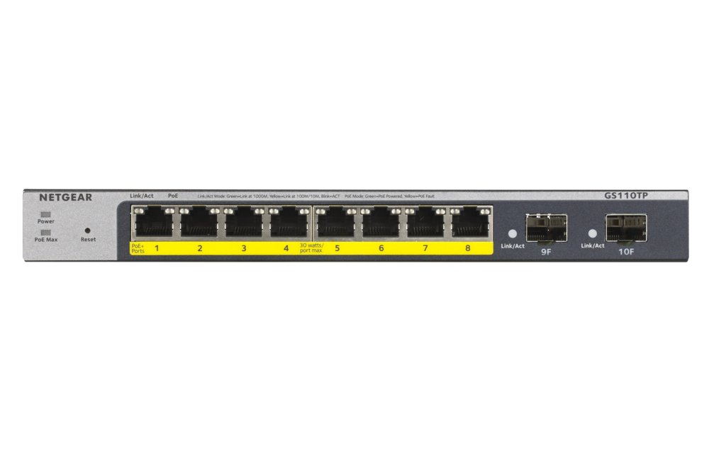 Netgear GS110TP Managed L2/L3/L4 Gigabit Ethernet (10/100/1000) Power over Ethernet (PoE) Grijs – 1