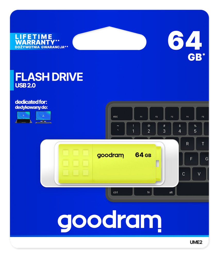 Goodram UME2-0640Y0R1 USB flash drive 64 GB USB Type-A 2.0 Geel – 1