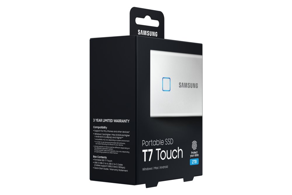 Samsung MU-PC2T0S, T7 Touch, 2000 GB, USB Type-C, 3.2 Gen 2 (3.1 Gen 2), 1050 MB/s, Wachtwoordbeveiliging, Zilver – 15