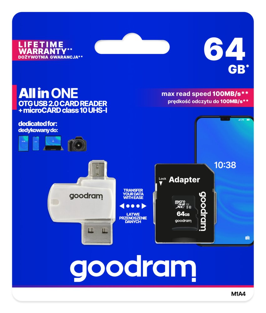 Goodram M1A4 All in One 64 GB MicroSDXC UHS-I Klasse 10 – 8