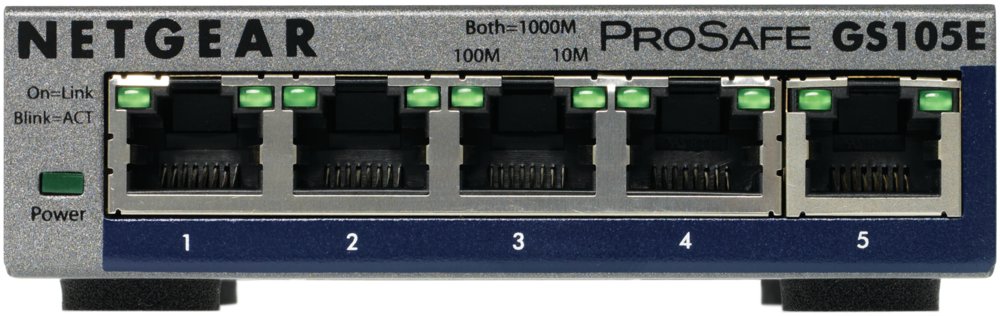 Netgear ProSAFE Unmanaged Plus Switch – GS105E – 5 Gigabit Ethernet poorten – 1