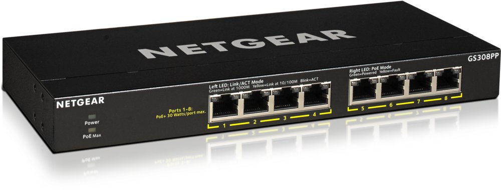 Netgear GS308PP Unmanaged Gigabit Ethernet (10/100/1000) Power over Ethernet (PoE) Zwart – 0