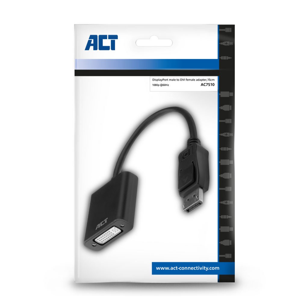 ACT AC7510 video kabel adapter 0,15 m DisplayPort DVI-D Zwart – 2