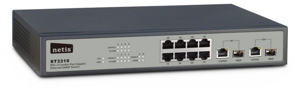 Inter-Tech ST3310 Managed Fast Ethernet (10/100) Zwart, Grijs – 0