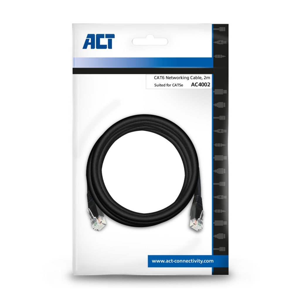 ACT AC4002 netwerkkabel Zwart 2 m Cat6 U/UTP (UTP) – 3