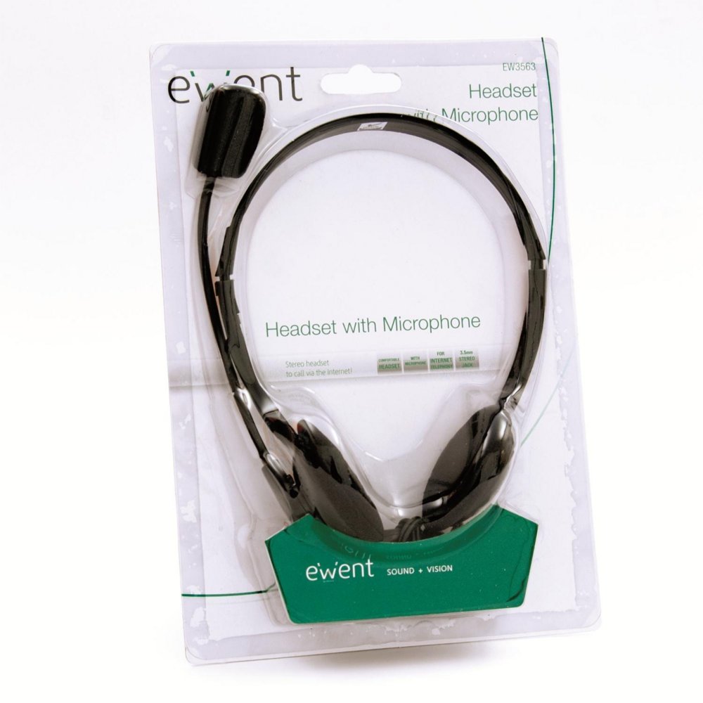 Ewent EW3563 hoofdtelefoon/headset Hoofdband 3,5mm-connector Zwart – 1