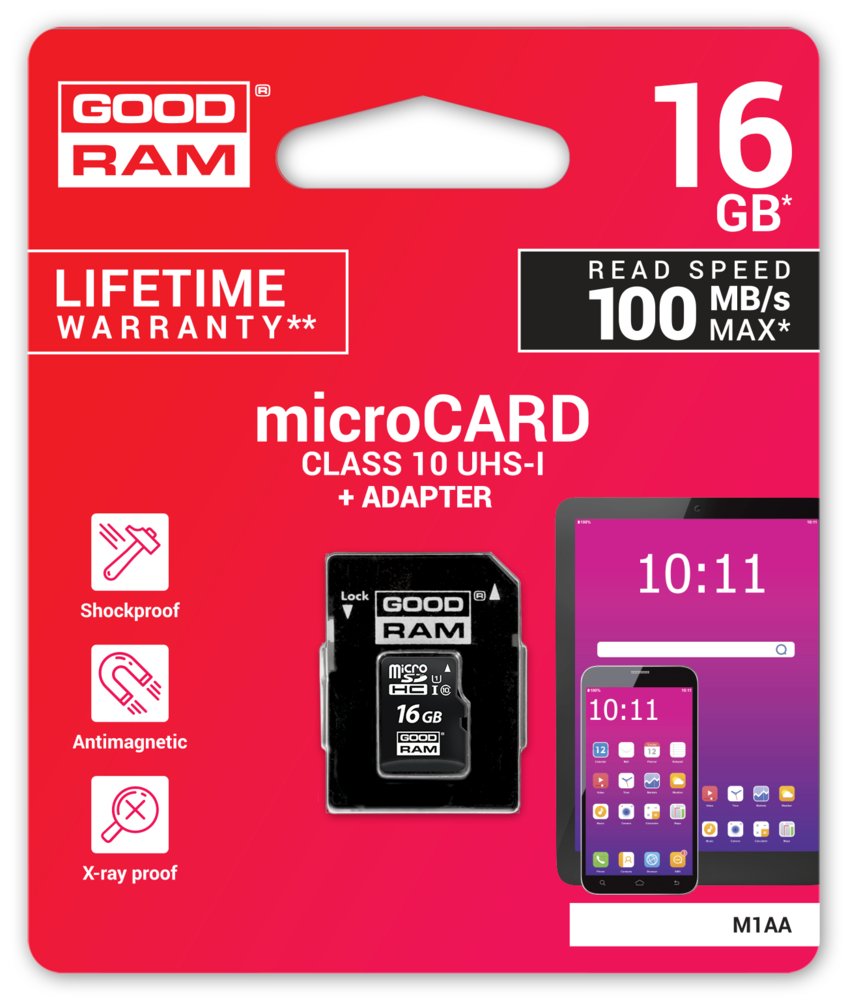 Goodram M1AA-0160R12 flashgeheugen 16 GB MicroSDHC UHS-I Klasse 10 – 4