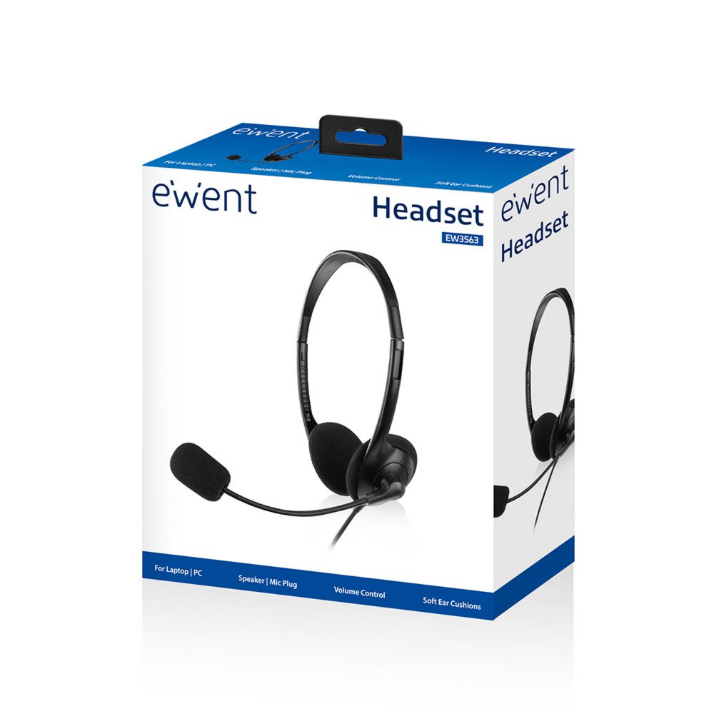 Ewent EW3563 hoofdtelefoon/headset Hoofdband 3,5mm-connector Zwart – 3