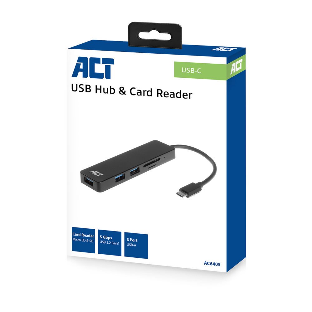 ACT AC6405 interface hub USB 3.2 Gen 1 (3.1 Gen 1) Type-C 5000 Mbit/s Zwart – 3