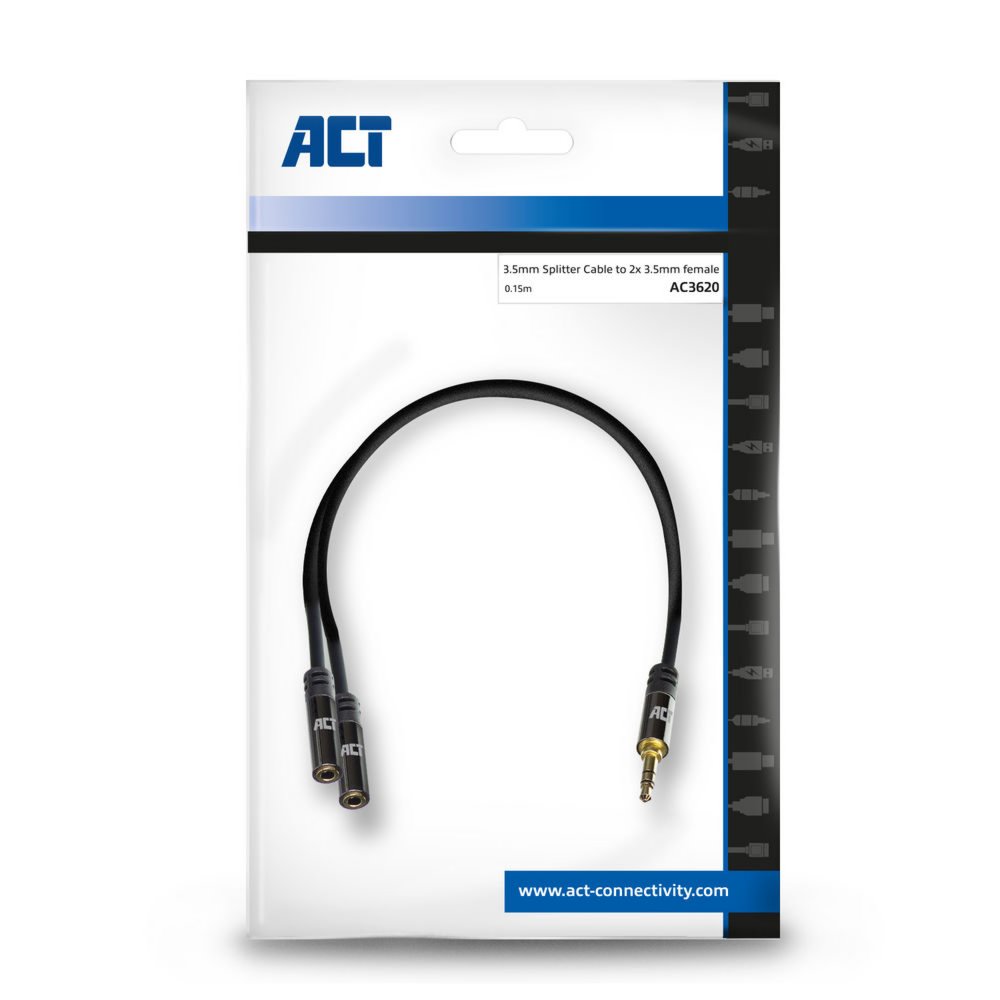 ACT AC3620 audio kabel 0,15 m 3.5mm 2 x 3.5mm Zwart – 2