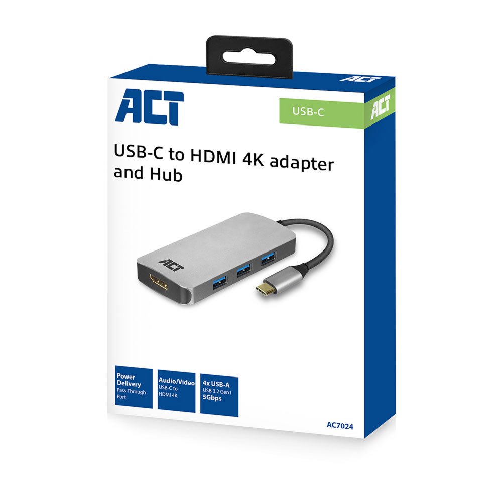 ACT AC7024 interface hub USB 3.2 Gen 1 (3.1 Gen 1) Type-C 5000 Mbit/s Grijs – 4