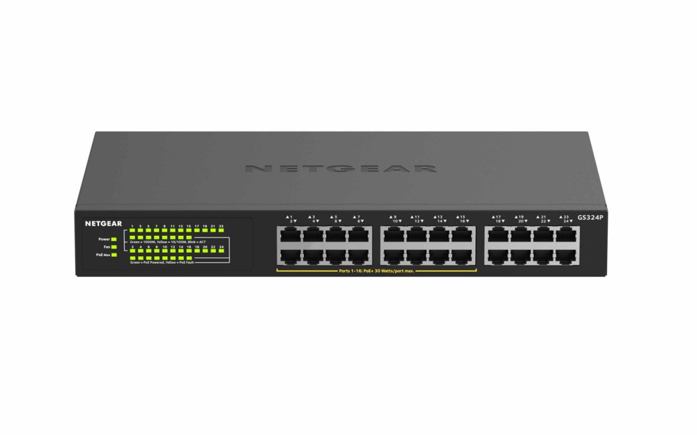 NETGEAR GS324P Unmanaged Gigabit Ethernet (10/100/1000) Power over Ethernet (PoE) 1U Zwart – 4