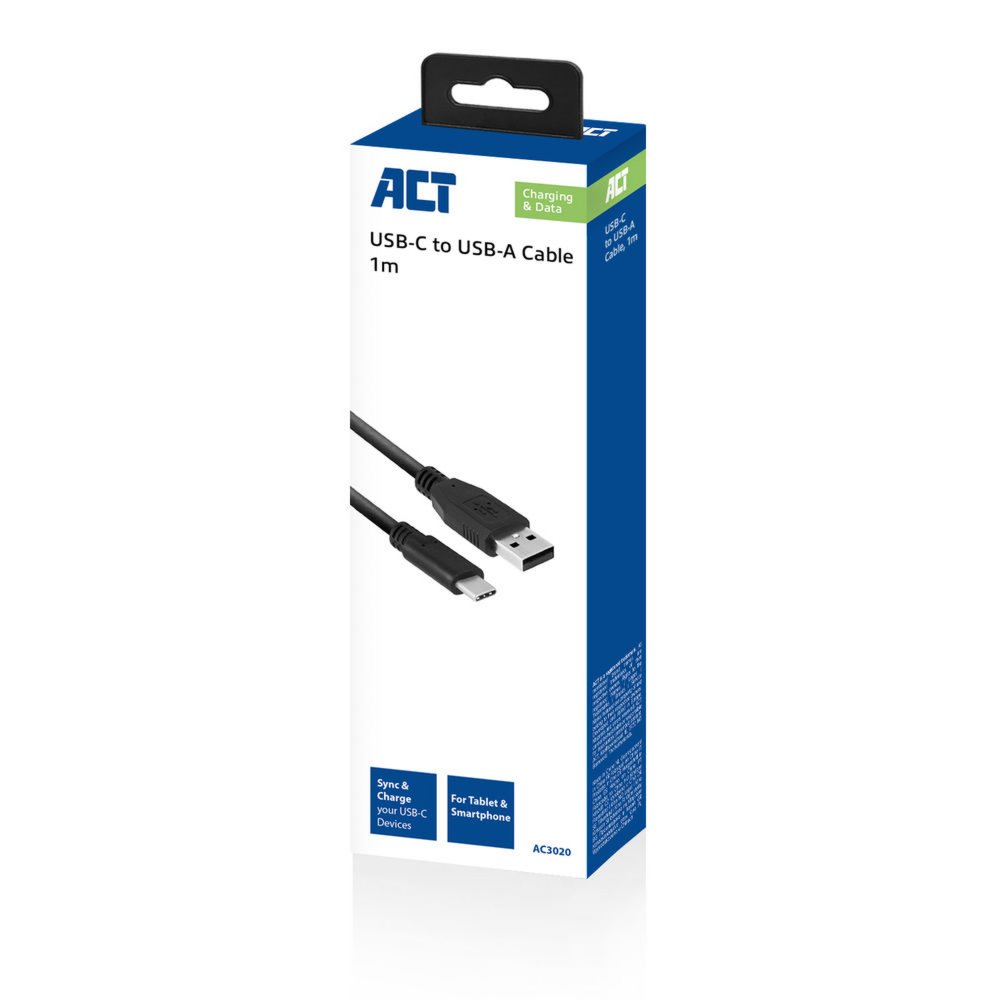 ACT AC3020 USB-kabel 1 m USB 3.2 Gen 1 (3.1 Gen 1) USB A USB C Zwart – 2