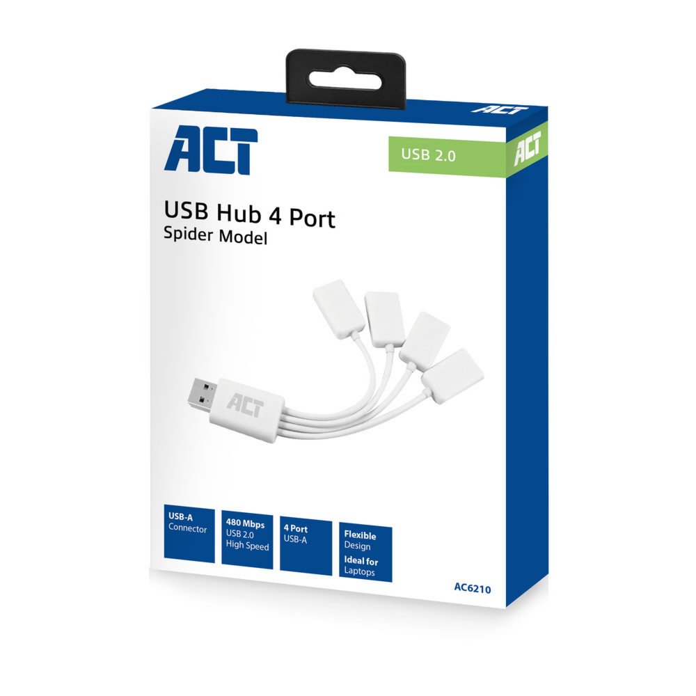 ACT AC6210 interface hub USB 3.2 Gen 1 (3.1 Gen 1) Type-A 480 Mbit/s Wit – 3
