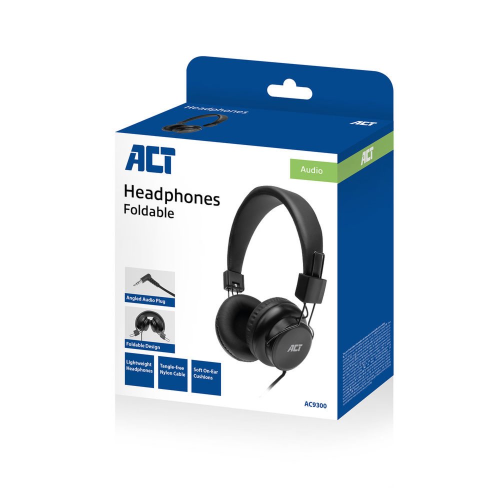 ACT AC9300 hoofdtelefoon/headset Hoofdtelefoons Bedraad Hoofdband Muziek Zwart – 2