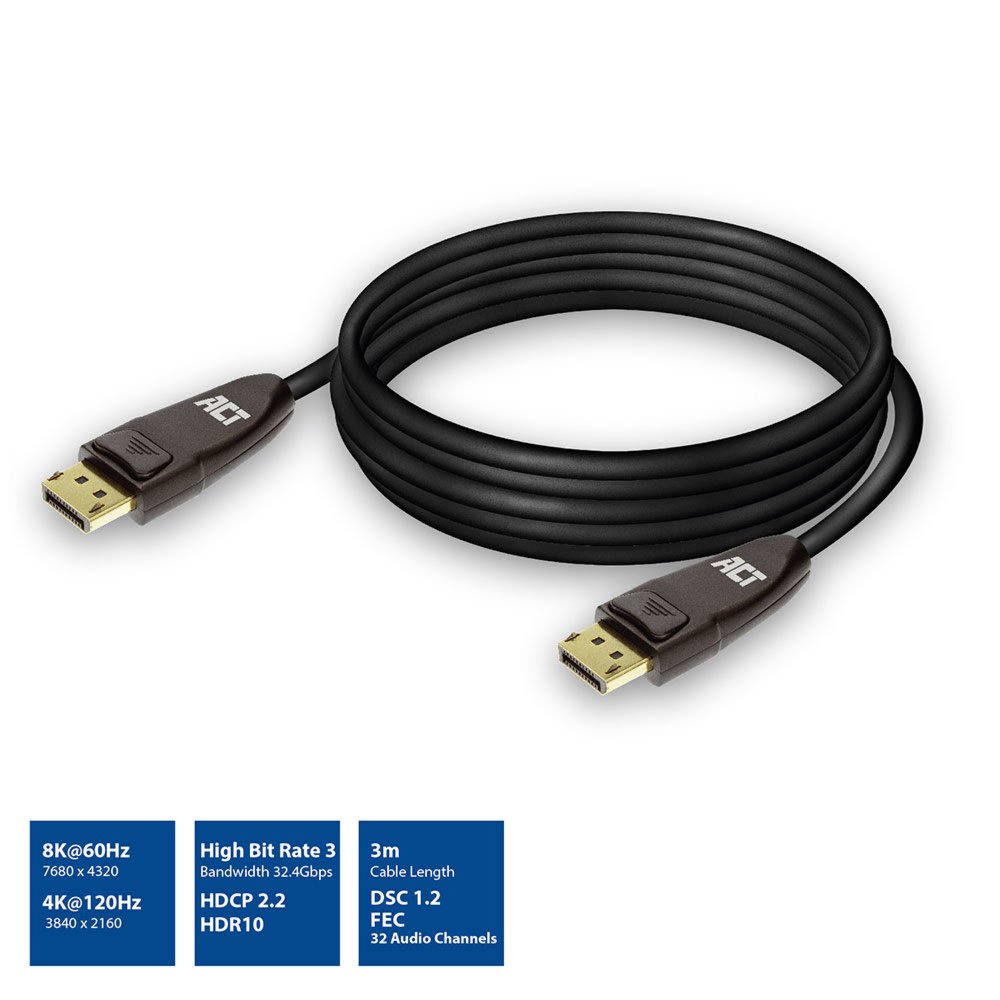 ACT AC4074 DisplayPort kabel 3 m Zwart – 1