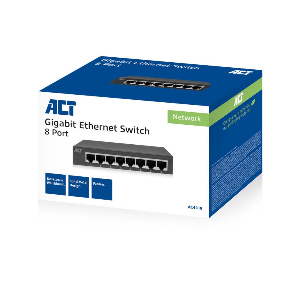 ACT AC4418 netwerk-switch Unmanaged Gigabit Ethernet (10/100/1000) Grijs – 1