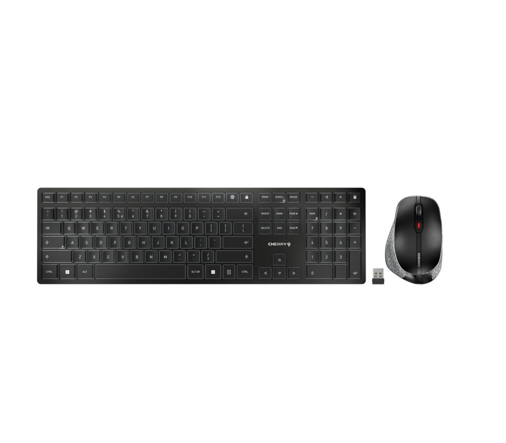 CHERRY DW 9500 SLIM toetsenbord Inclusief muis RF-draadloos + Bluetooth QWERTY Engels Zwart, Grijs – 0
