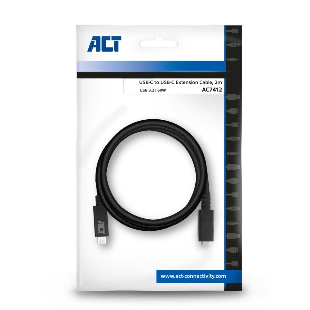 ACT AC7412 USB-kabel 2 m USB 3.2 Gen 1 (3.1 Gen 1) USB C Zwart – 1