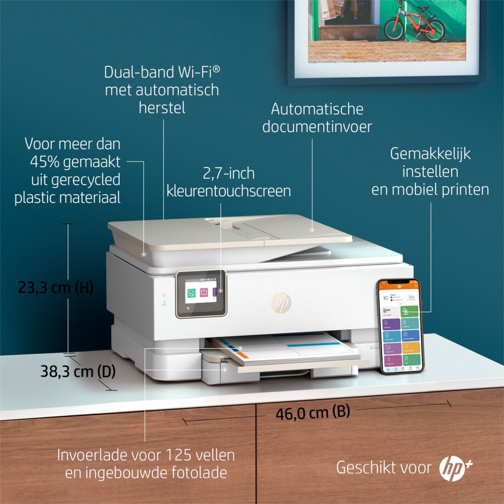 HP ENVY HP Inspire 7920e All-in-One printer, Kleur, Printer voor Thuis en thuiskantoor, Printen, kopiëren, scannen, Draadloos; HP+; Geschikt voor HP Instant Ink; Automatische documentinvoer – 16