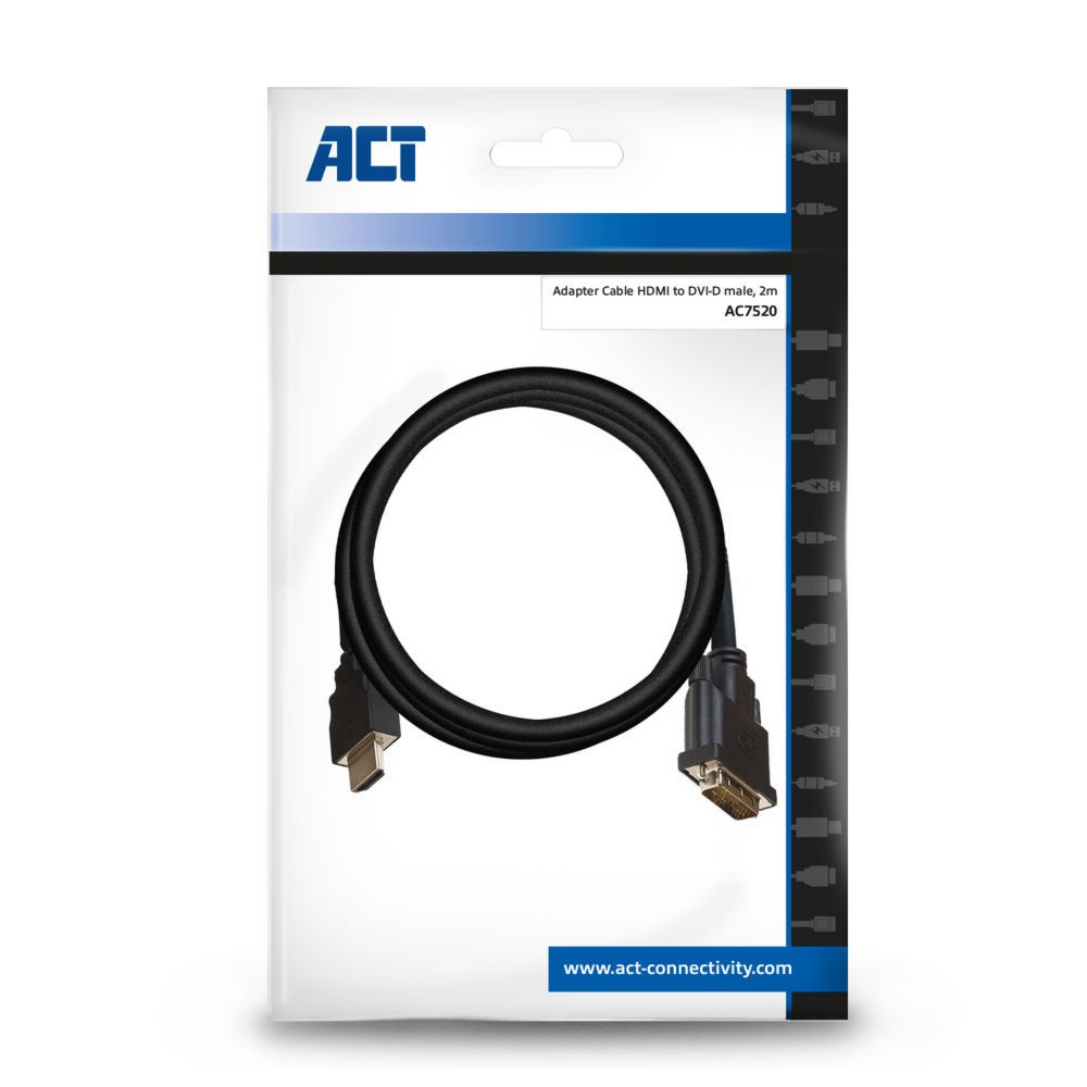 ACT AC7520 video kabel adapter 2 m HDMI Type A (Standaard) DVI-D Zwart – 1