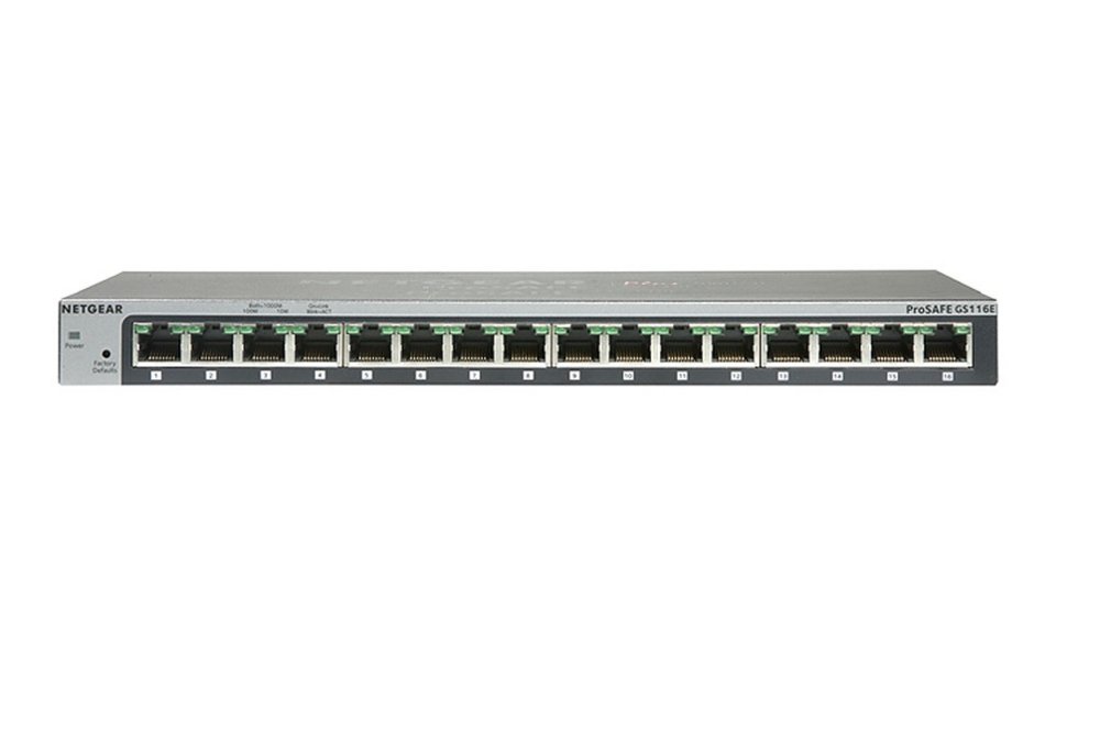 NETGEAR ProSAFE Unmanaged Switch – GS116GE – Desktop – 16 Gigabit Ethernet poorten 10/100/1000 Mbps – 0