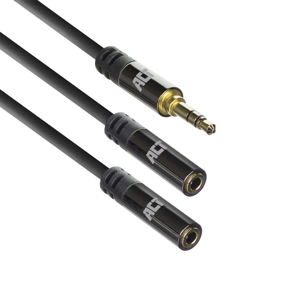 ACT AC3620 audio kabel 0,15 m 3.5mm 2 x 3.5mm Zwart – 0