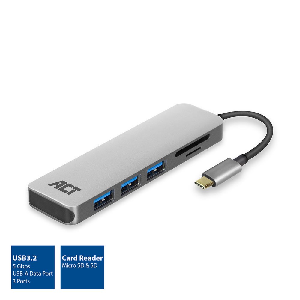 ACT AC7051 USB-C Hub 3 port en cardreader – 1