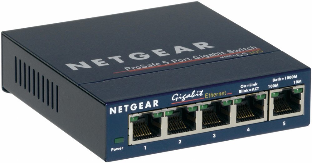 Netgear ProSAFE Unmanaged Switch – GS105 – Desktop – 5 Gigabit Ethernet poorten 10/100/1000 Mbps – 0