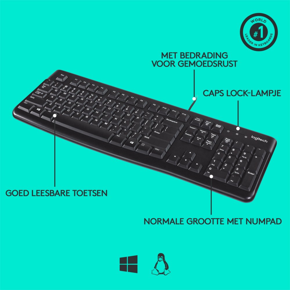 Logitech K120 toetsenbord USB QWERTY Internationaal Noordzee Zwart – 9
