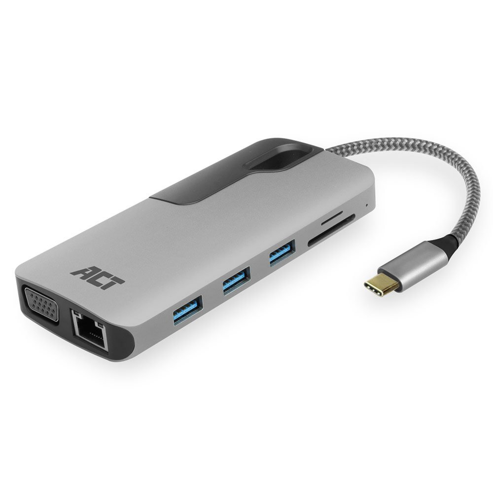 ACT AC7043 USB-C naar HDMI of VGA multiport adapter met ethernet, USB hub, cardreader, audio en PD pass through – 2