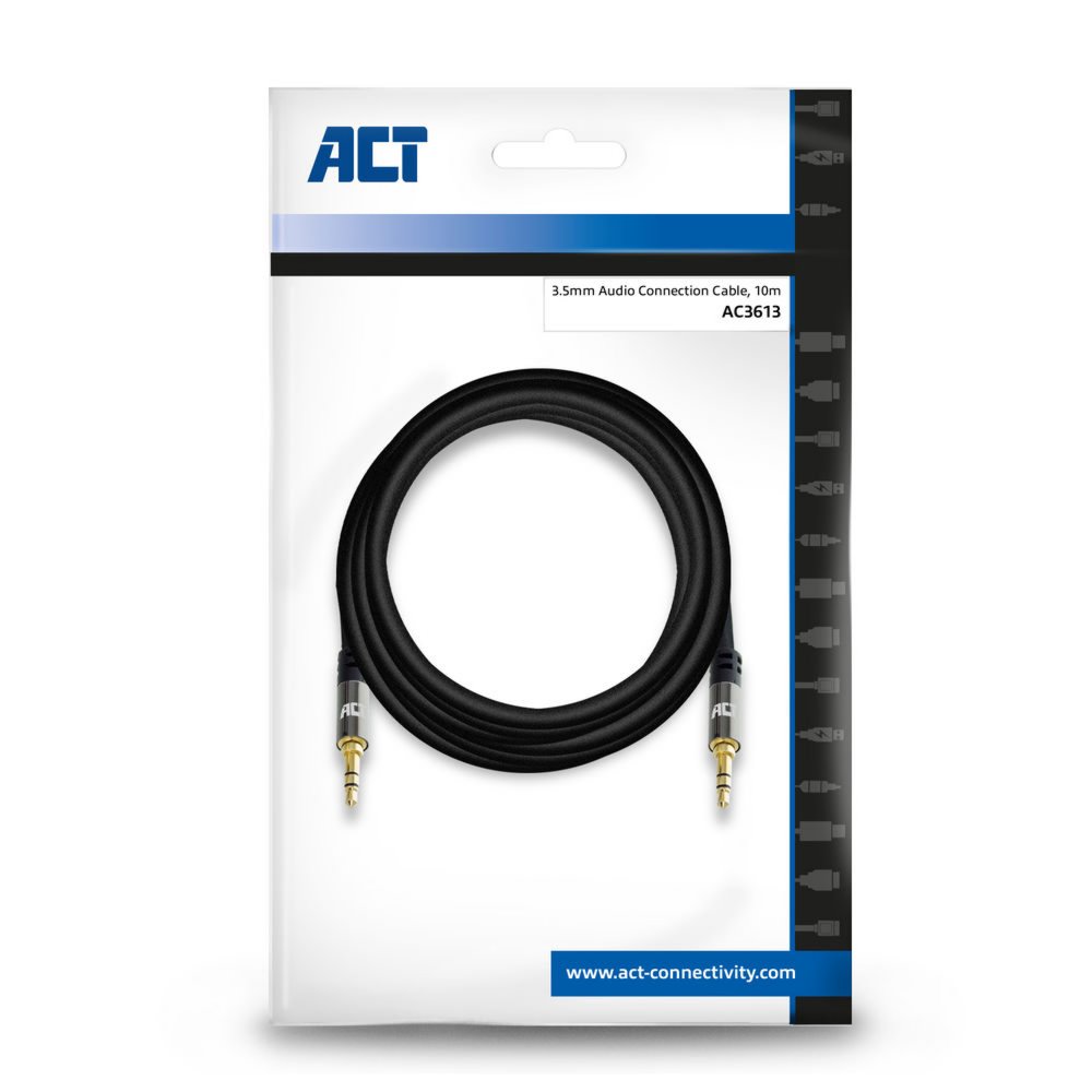 ACT AC3613 audio kabel 10 m 3.5mm Zwart – 1