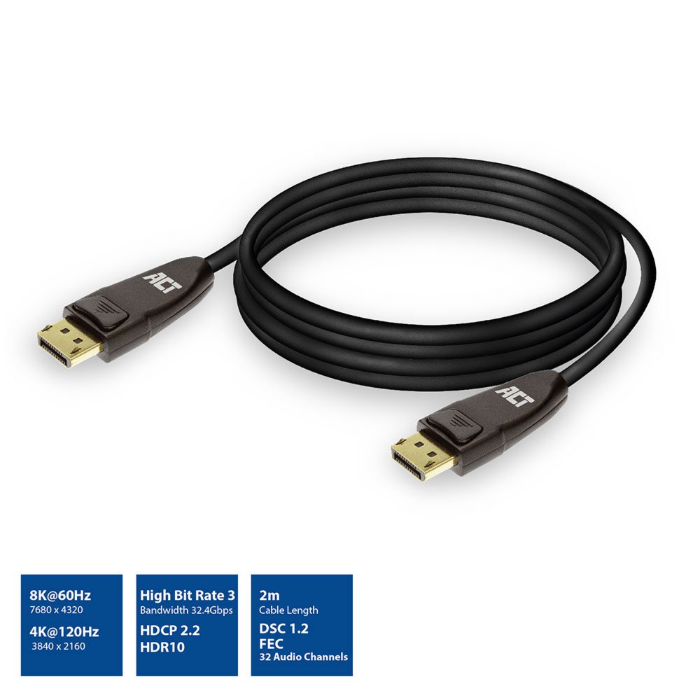 ACT AC4073 DisplayPort kabel 2 m Zwart – 1