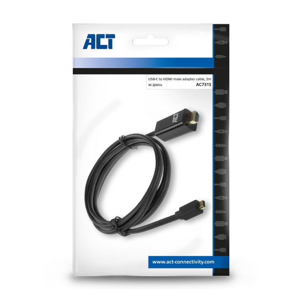 ACT AC7315 video kabel adapter 2 m USB Type-C HDMI Type A (Standaard) Zwart – 3