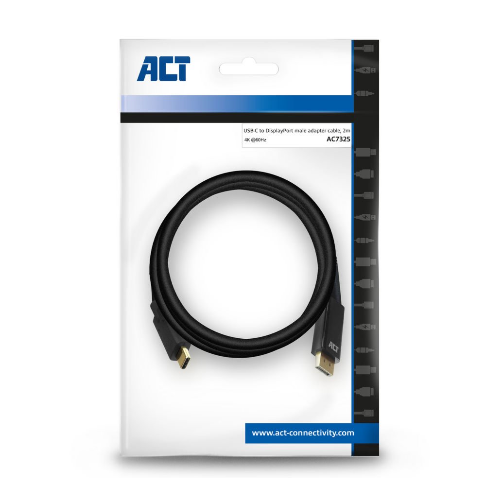 ACT AC7325 video kabel adapter 2 m USB Type-C DisplayPort Zwart – 3