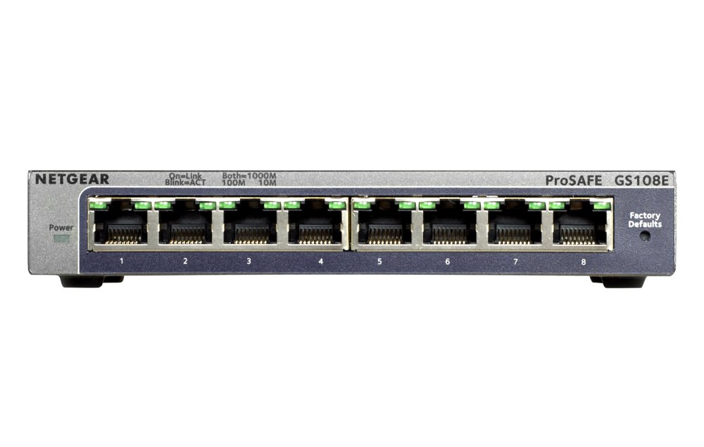 Netgear ProSAFE Unmanaged Plus Switch – GS108E – 8 Gigabit Ethernet poorten – 0