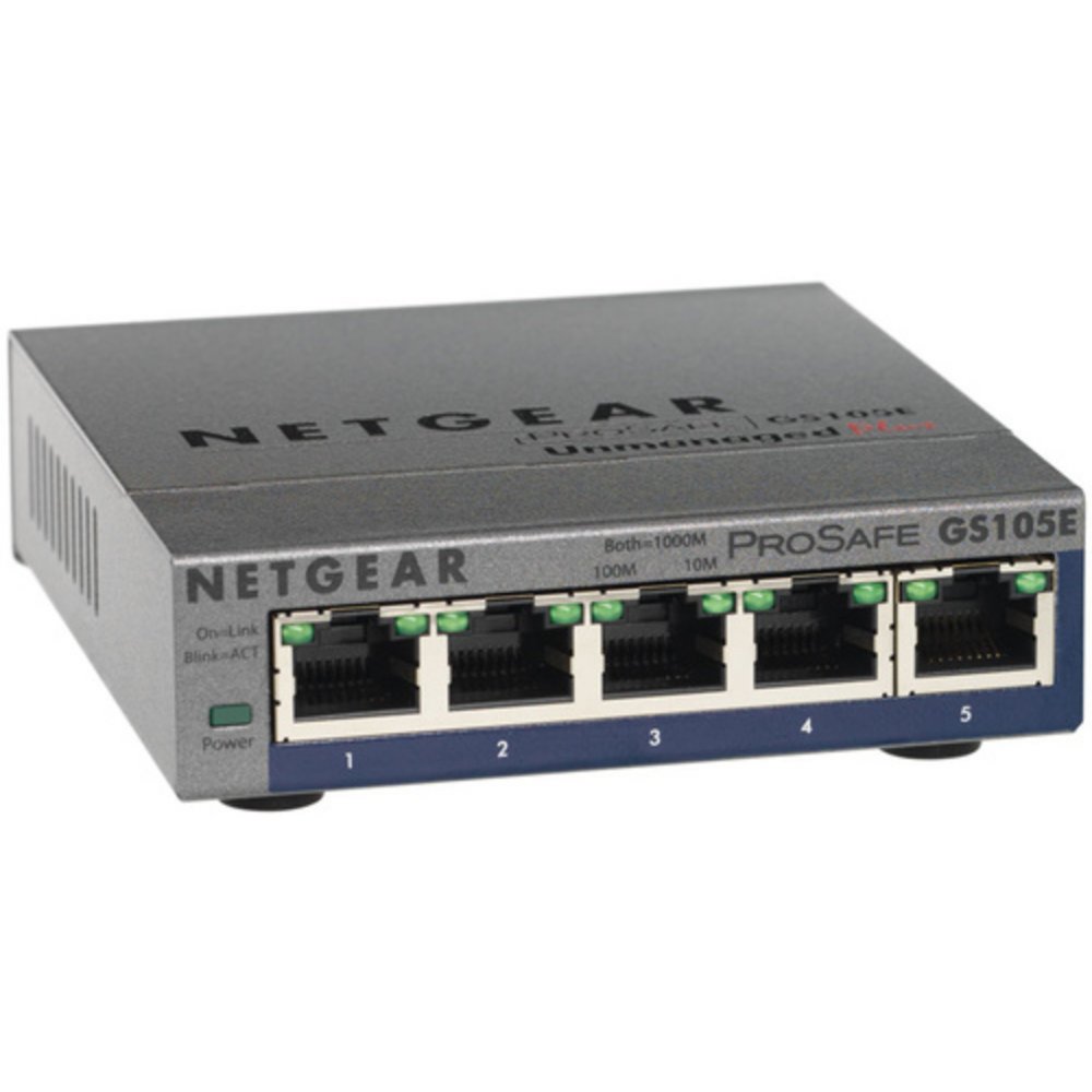 Netgear ProSAFE Unmanaged Plus Switch – GS105E – 5 Gigabit Ethernet poorten – 0
