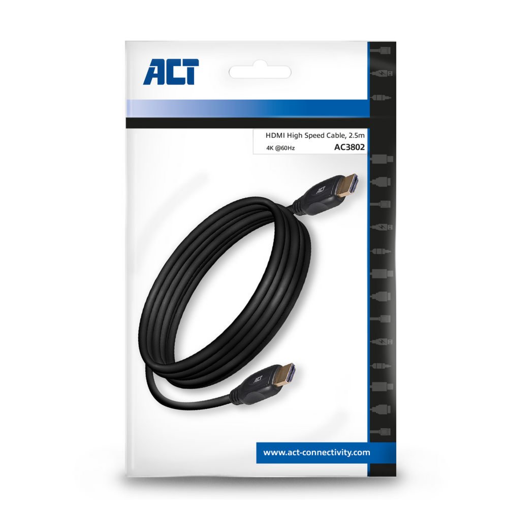 ACT AC3802 HDMI kabel 2,5 m HDMI Type A (Standaard) Zwart – 1