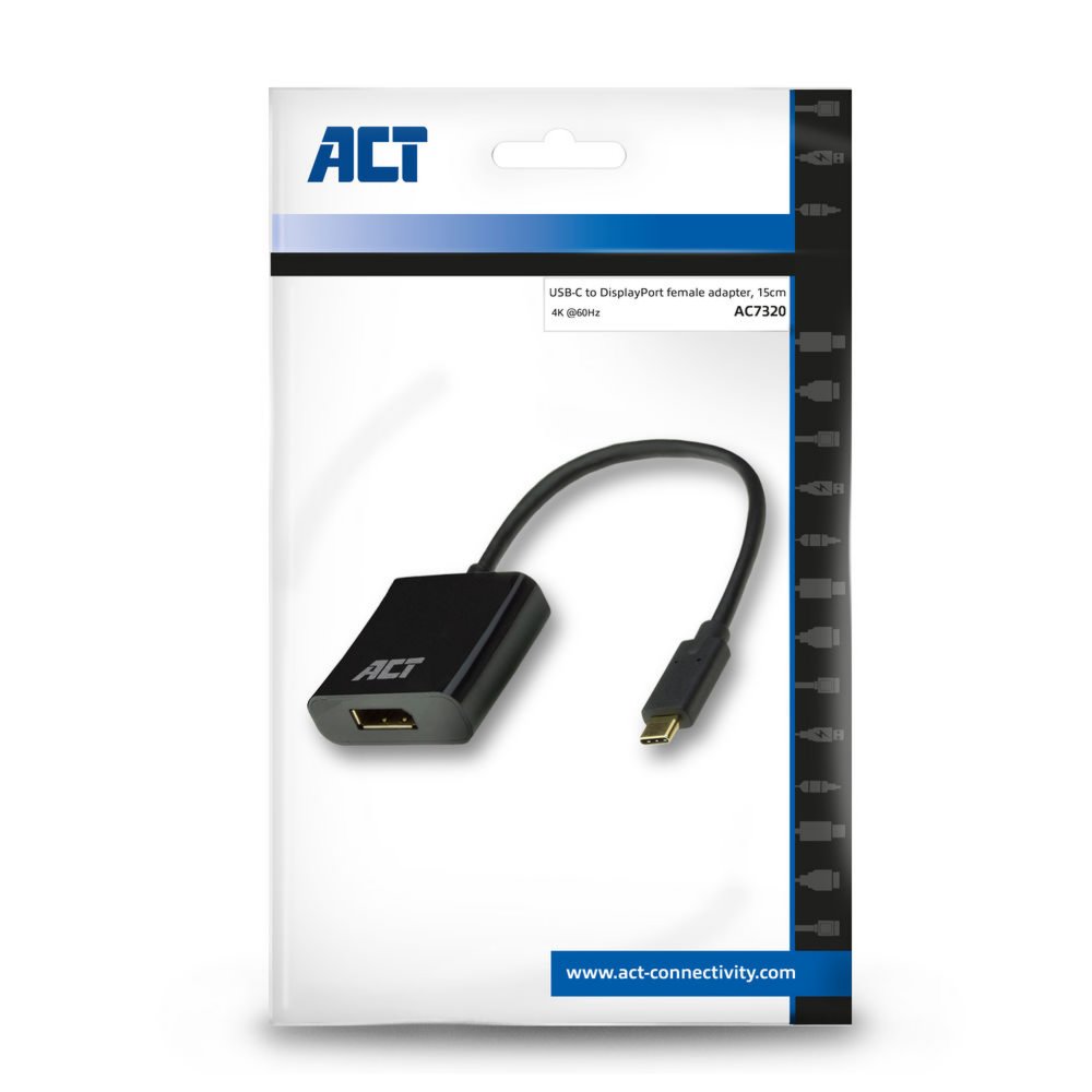 ACT AC7320 video kabel adapter 0,15 m USB Type-C DisplayPort Zwart – 5