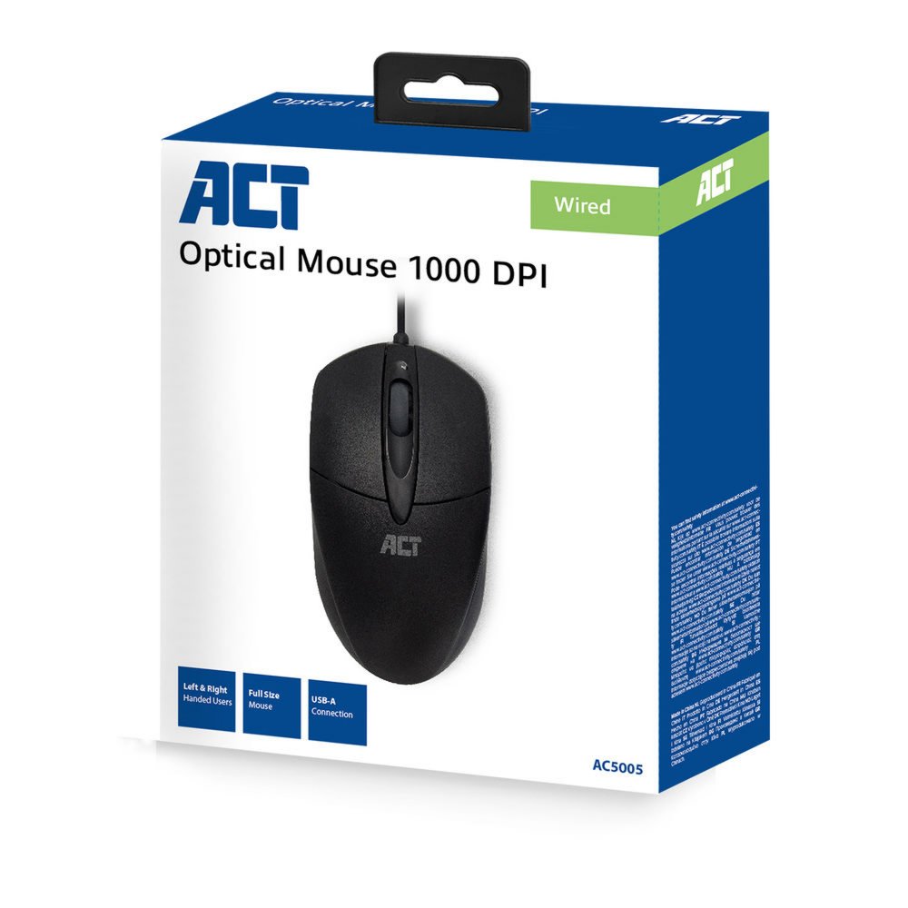 ACT AC5005 muis Ambidextrous USB Type-A IR LED 1000 DPI – 3