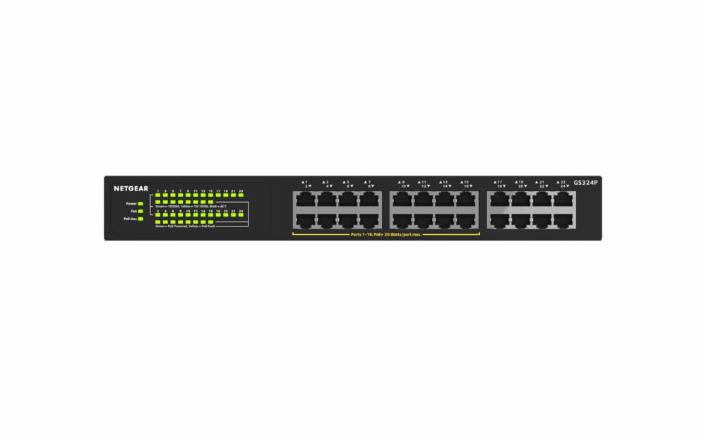 NETGEAR GS324P Unmanaged Gigabit Ethernet (10/100/1000) Power over Ethernet (PoE) 1U Zwart – 3