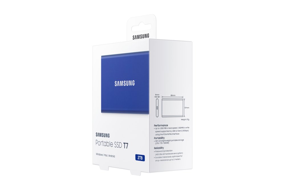 Samsung Portable SSD T7 2000 GB Blauw – 10