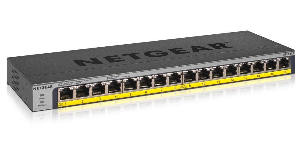 NETGEAR GS116LP Unmanaged Gigabit Ethernet (10/100/1000) Power over Ethernet (PoE) Zwart – 0