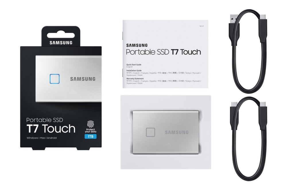 Samsung MU-PC1T0S, T7 Touch, 1000 GB, USB Type-C, 3.2 Gen 2 (3.1 Gen 2), 1050 MB/s, Wachtwoordbeveiliging, Zilver – 17