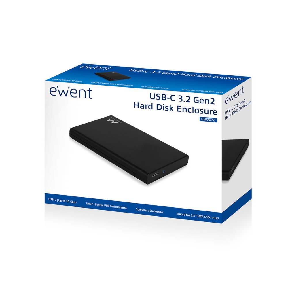 Ewent EW7072 behuizing voor opslagstations HDD-/SSD-behuizing Zwart 2.5″ – 7