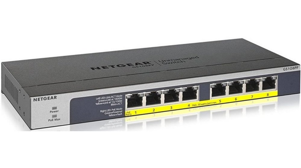 NETGEAR GS108PP Unmanaged Gigabit Ethernet (10/100/1000) Power over Ethernet (PoE) Zwart – 0