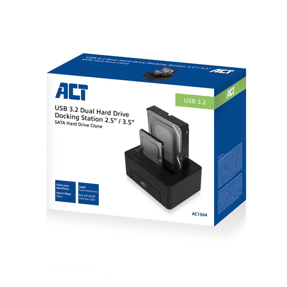 ACT AC1504 basisstation voor opslagstations USB 3.2 Gen 1 (3.1 Gen 1) Type-B Zwart – 5