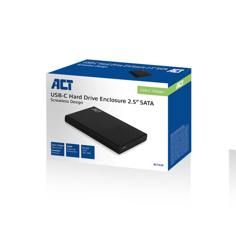 ACT AC1225 behuizing voor opslagstations HDD-/SSD-behuizing Zwart 2.5″ – 1